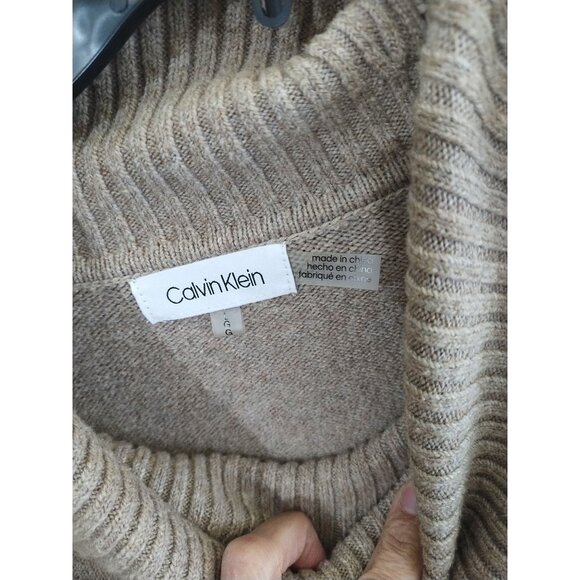 Calvin Klein Cotton Blend Cowl Neck Sweater L Designer Classic - Picture 2 of 5